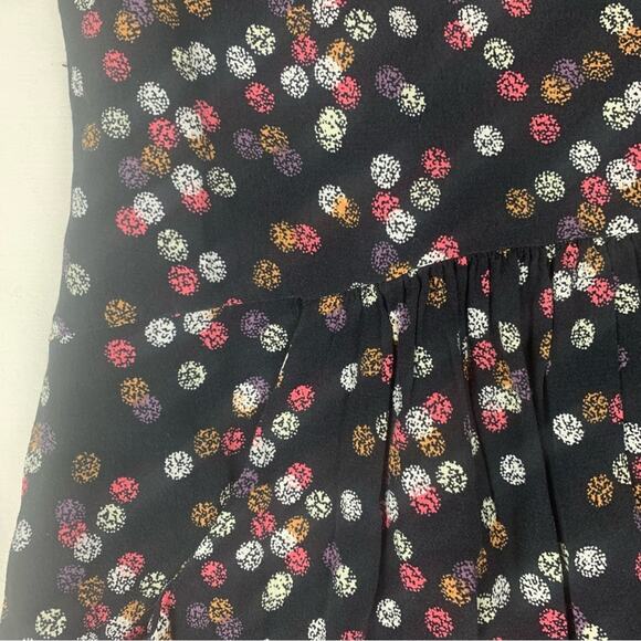 Garnet Hill women's size 14 polka dot Black White Dress Cuffed 3/4 Sleeves - Picture 4 of 12